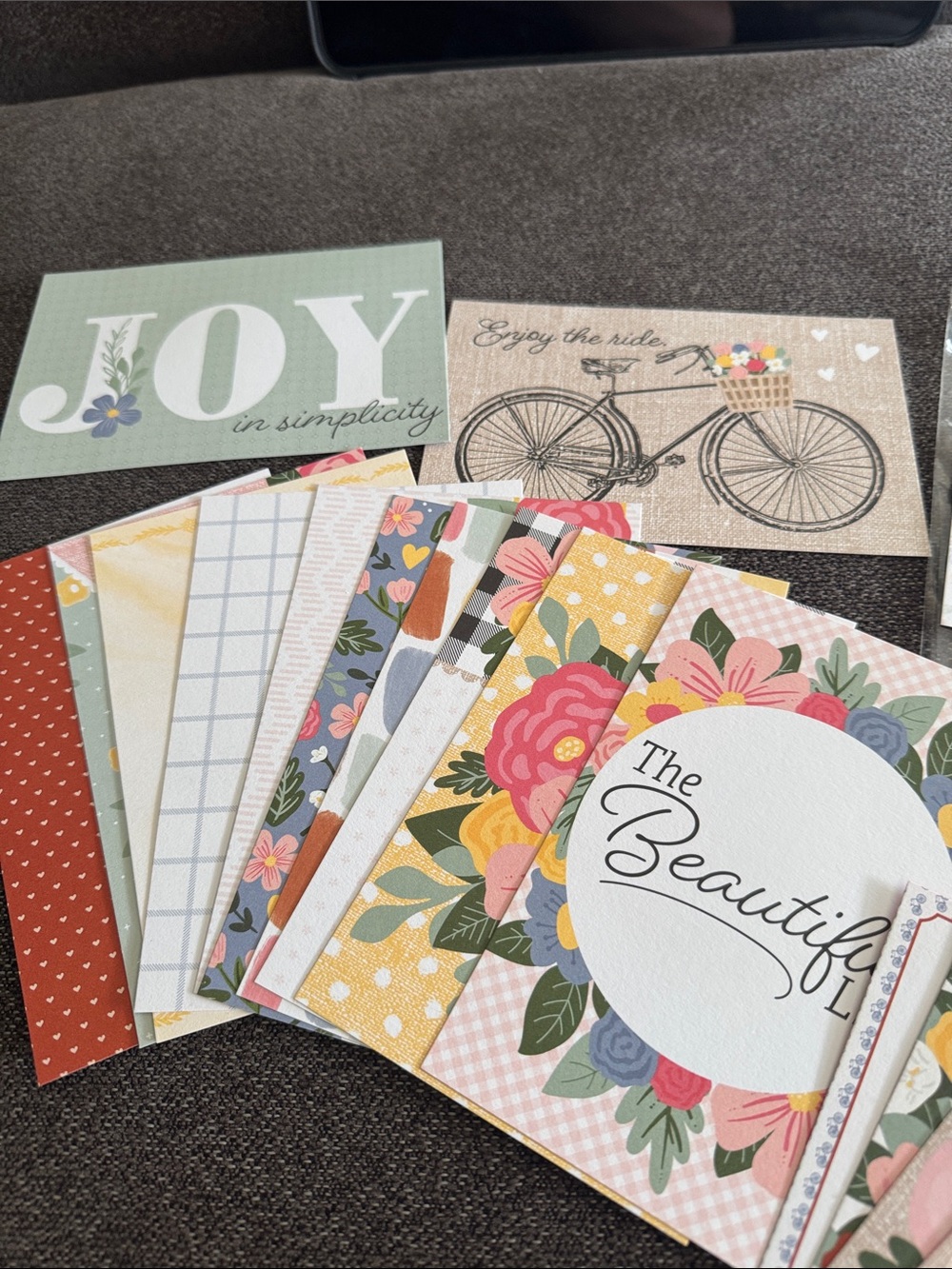 Floral & Plaid Mini Scrapbook Card Pack in Multi-Color by - Picture 3 of 4